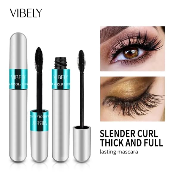 Ursula Vibely 2 In 1 Waterproof Mascara, Quick Dry, Thick & Curling, 1 Fl Oz, Black