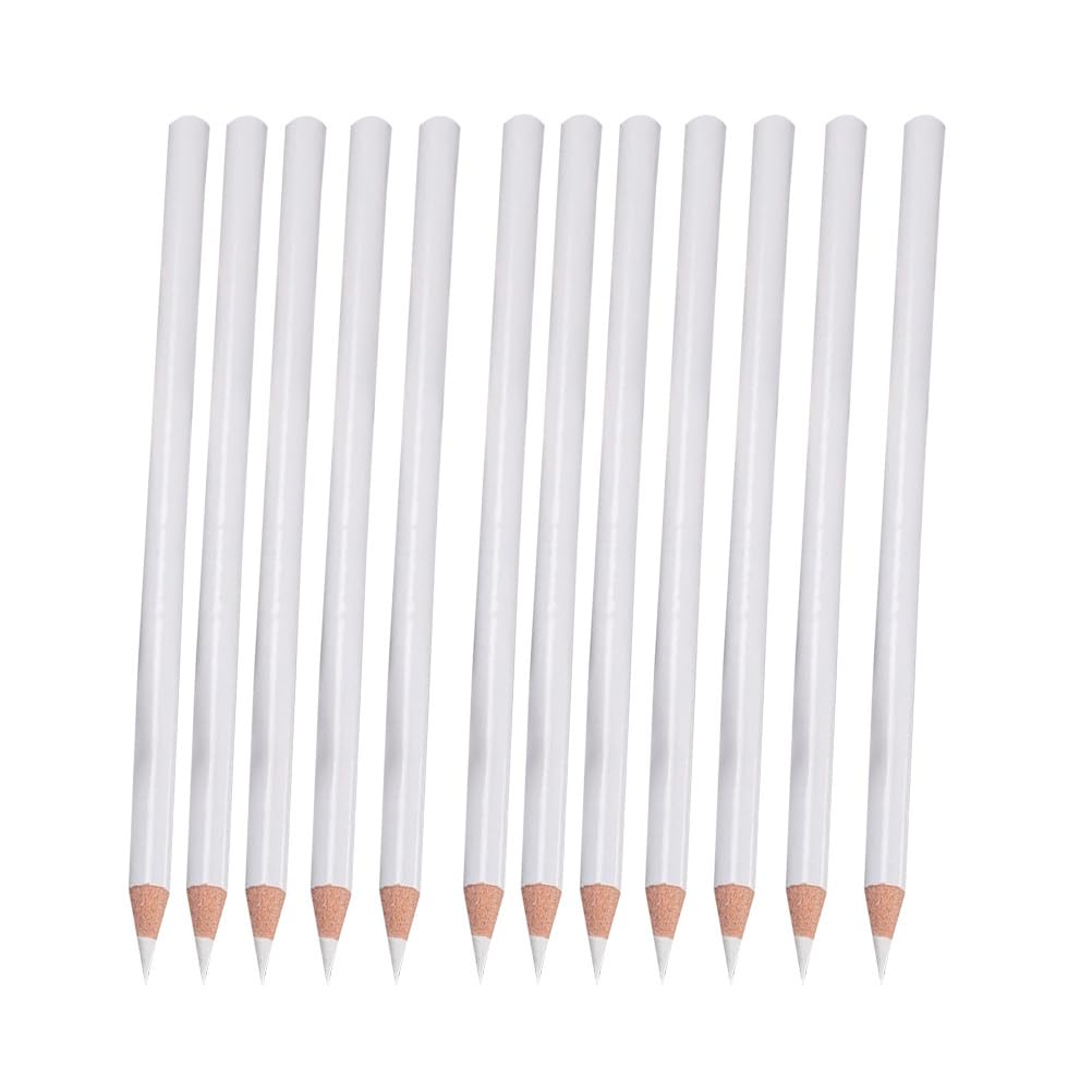 NOLITOY 12pcs Absorb White Pencil, Nail Point Drill Pen Rhinestone Picker Tool Dotting Wax Pencil for Nail Art DIY