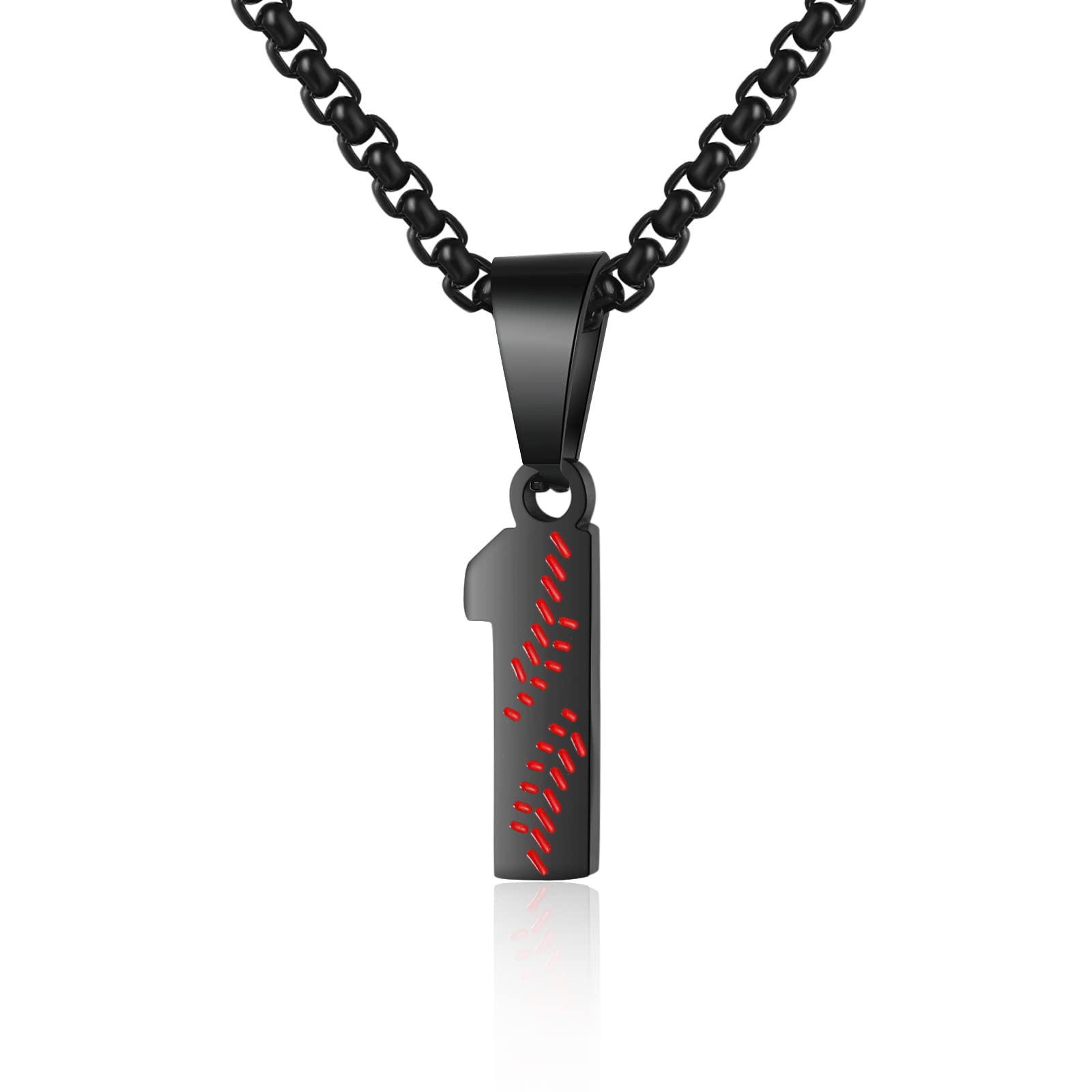 AIAINAGI Number Necklace for Men 00-99 Athletes Jersey Baseball Charm Pendant - Stainless Steel Chain Personalized Gift (01)