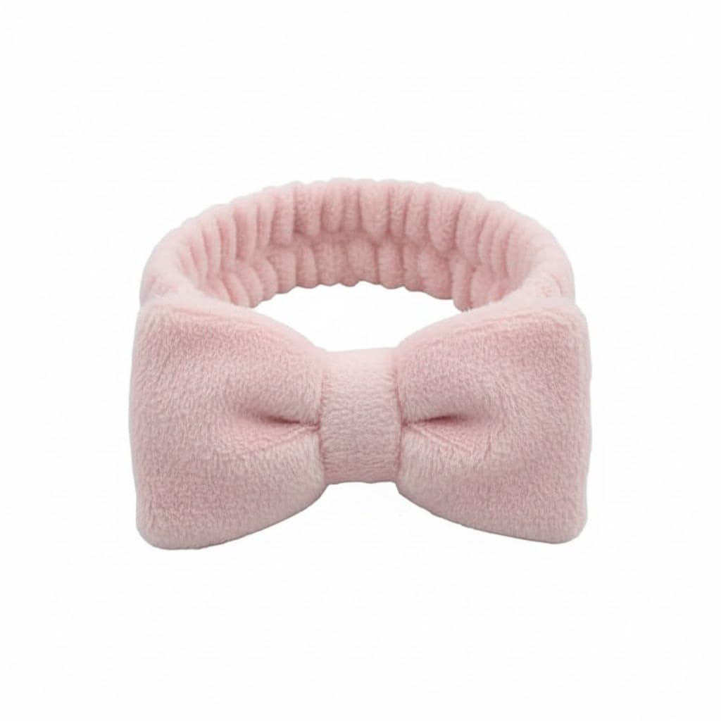Fizloz Soft Plush Bow Headband For Women  Stretchable Makeup Hair Band For Face Wash, Spa & Skincare Use In Multicolour