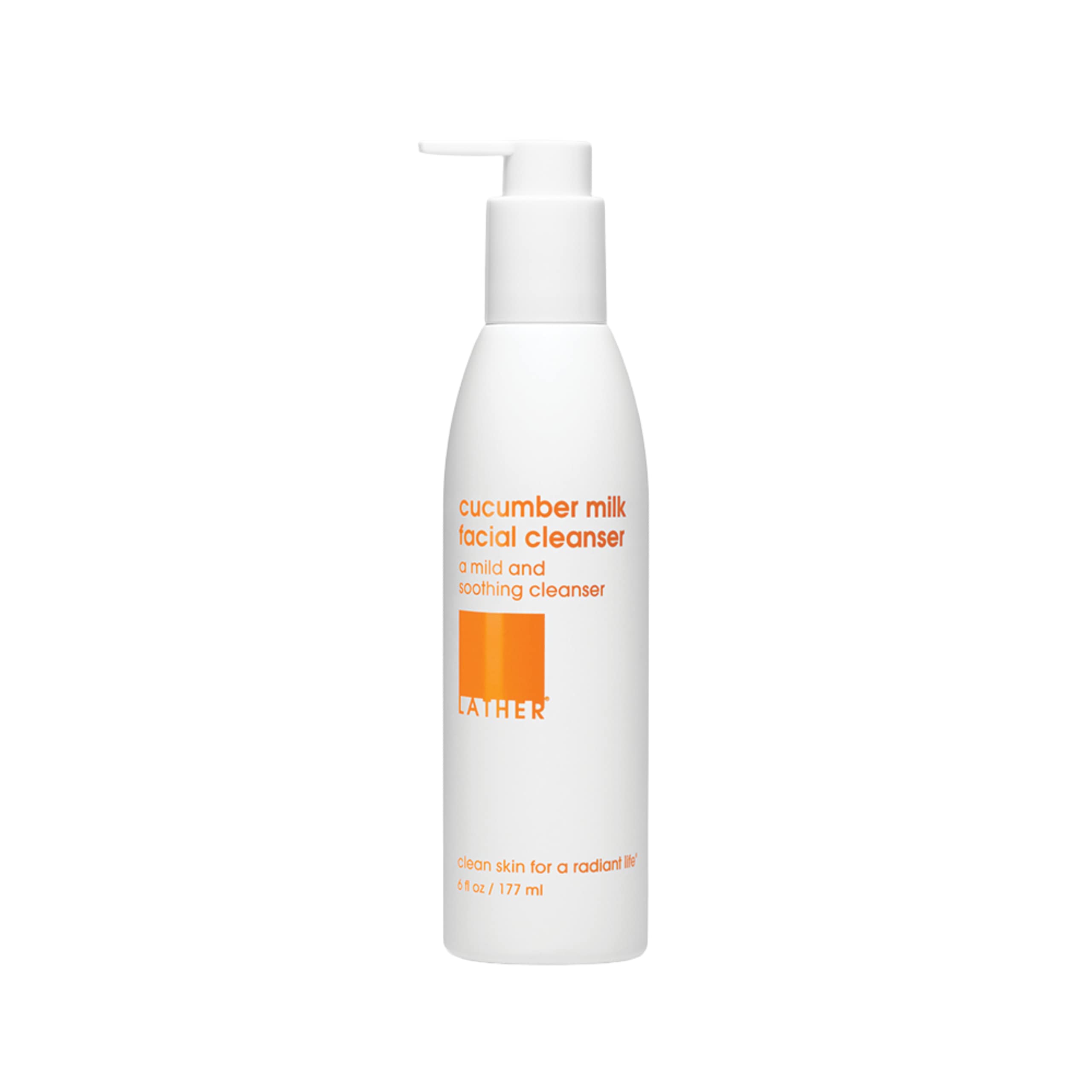 LATHER Cucumber Milk Facial Cleanser - Gentle Cleanser Face Wash for Combination, Dry & Mature Skin - Makeup Removing - Tighten 