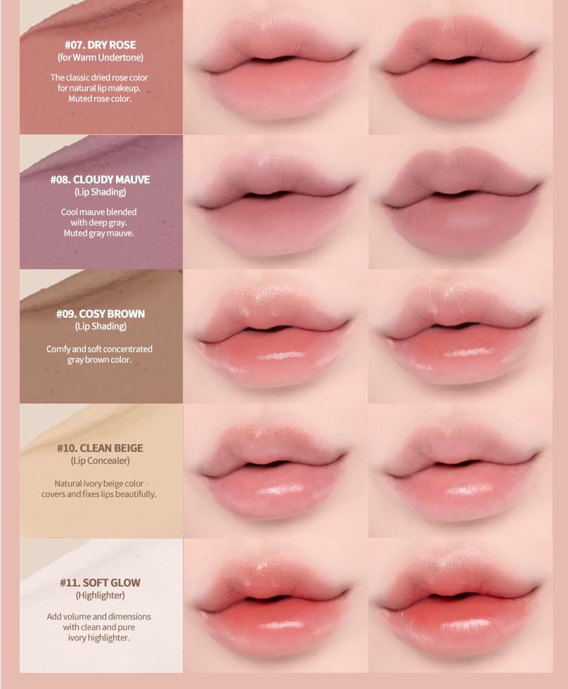 Heart Percent Dote On Mood Lip Pencil, Long-Lasting Creamy Lip Crayon Smooth Color Liner Retractable Lipstick Pencil 0.8G, 20. S