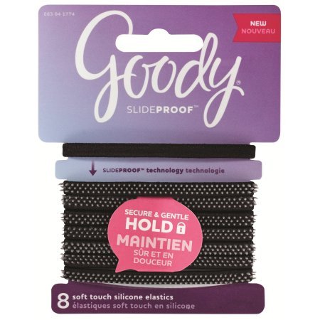 Goody Elastic Slideproof Bands, Black, 8 Ct
