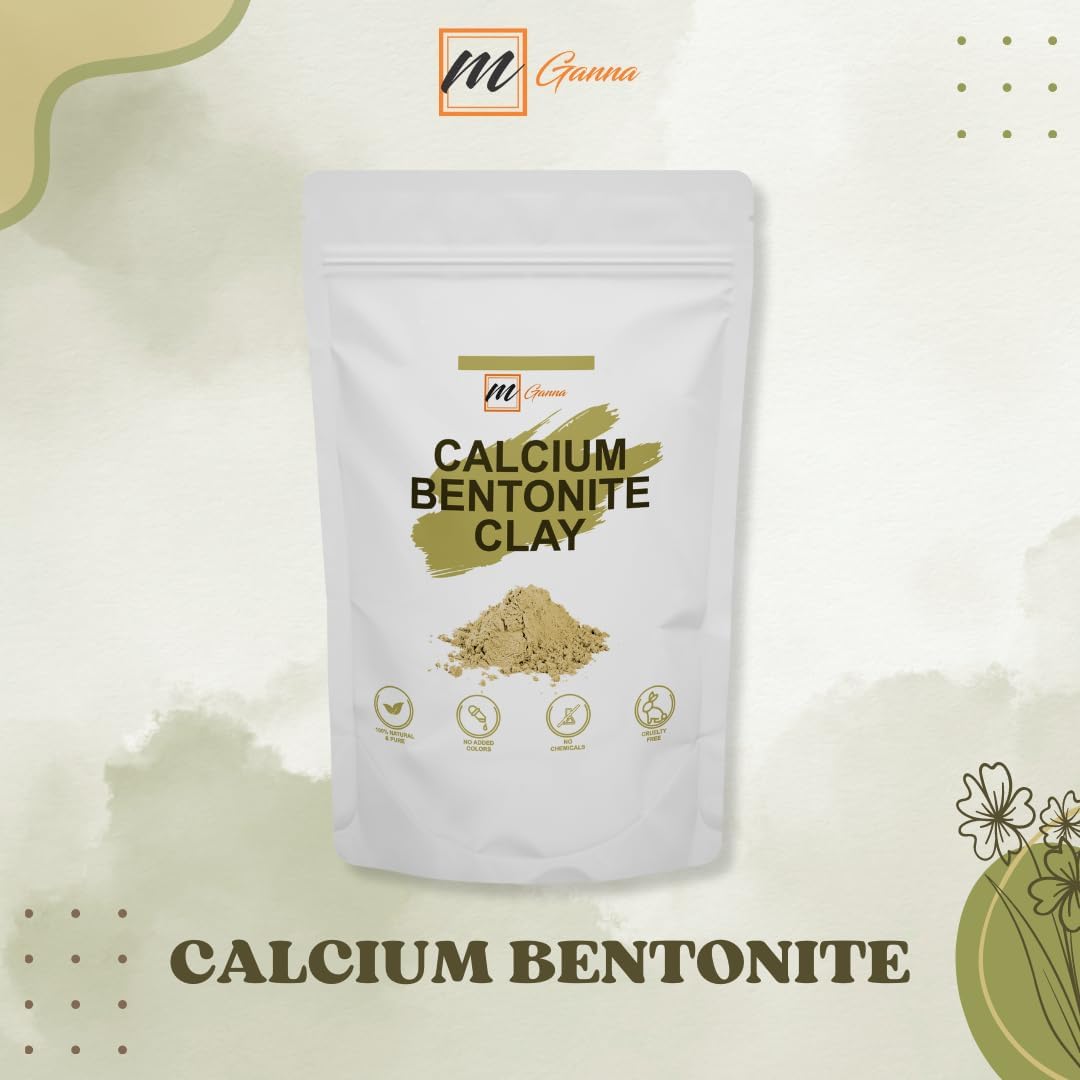 mGanna 100% Natural Calcium Bentonite Clay (Food Grade) for Body Detox, Facial Masks, Creams, Body Wraps, Skin Tightening, and S