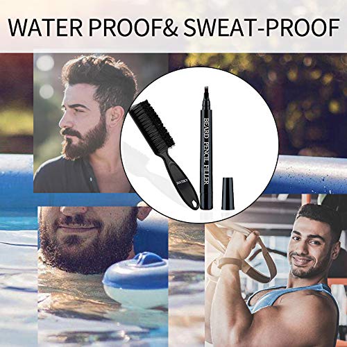 Hatiky Beard Pencil Filler For Men- Water Proof& Sweat Proof, Long Lasting -Beard Pen With A Micro-Fork Tip Applicator Creates N
