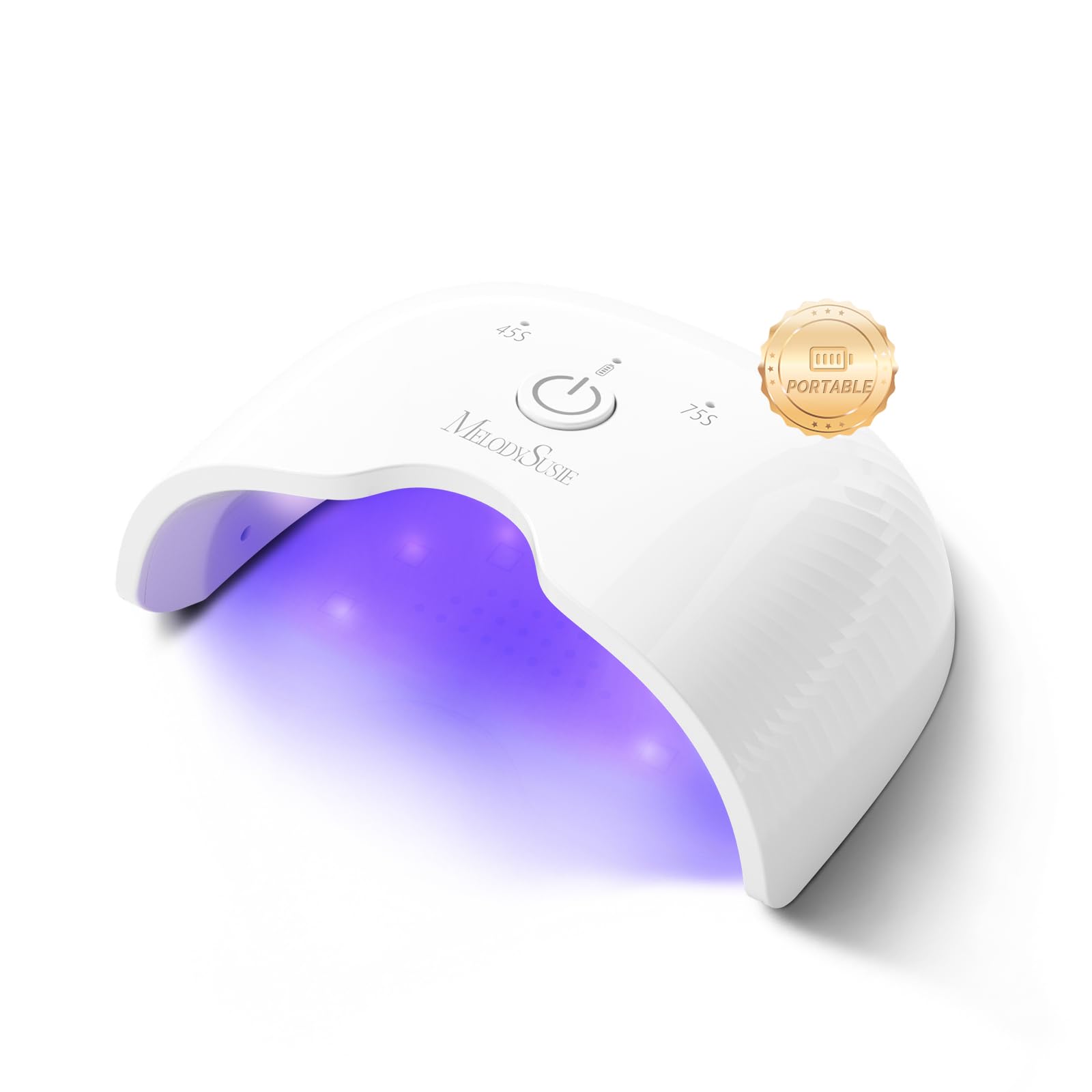MelodySusie Small Cordless UV Nail Lamp, P-ART06G Rechargeable Portable LED UV Light with Smart Sensor, 4-Finger Curing for All 