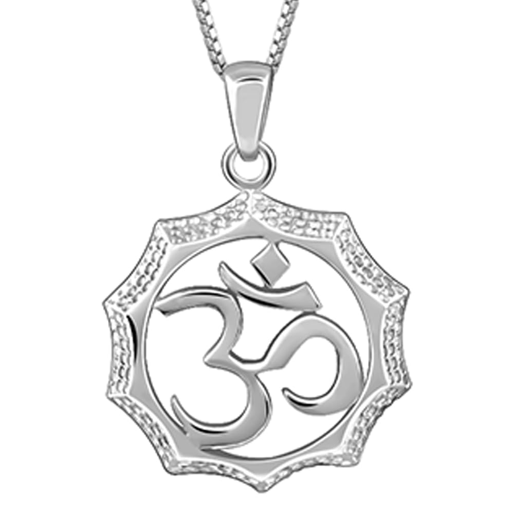 Giva 925 Oxidised Silver Graceful Om Pendant With Link Chain| Chains To Gift Mens And Boys | With Certificate Of Authenticity An