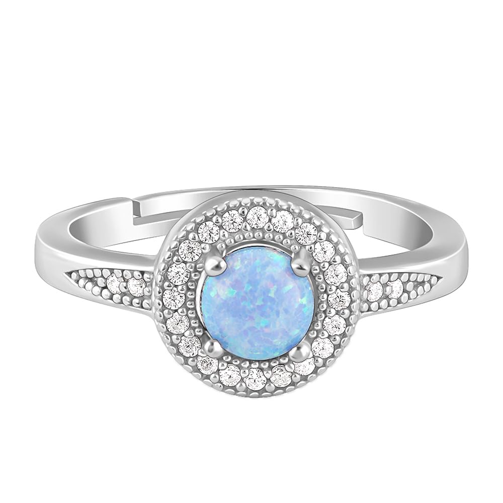 Giva 925 Silver Circular Opal Ring| Gifts For Women And Girls | With Certificate Of Authenticity And 925 Stamp | 6 Months Warran