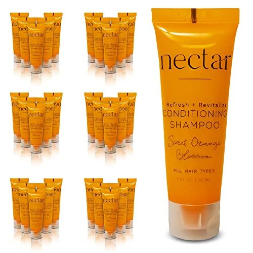 Nectar Bulk 2-In-1 Conditioning Shampoo | 300 Count, 1 Oz | Sweet Orange Blossom, Mini Travel Size Toiletries (100% Recyclable T