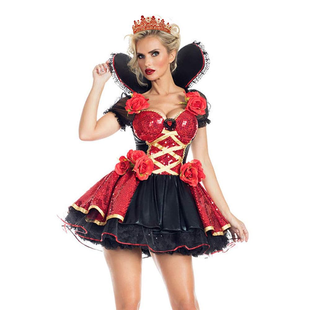 Tobatoba Red Tiaras And Crowns For Women Queen Of Hearts Crown, Gothic Red Crown Royal Queen Crown Baroque Crown Princess Tiara