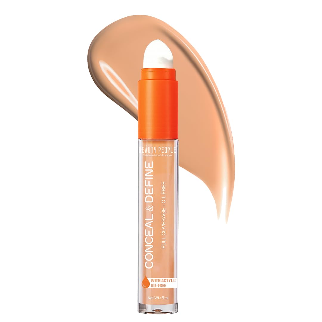 Beauty People Conceal & Define Liquid Concealer, With Acetyl-C, Full Coverage, OilFree & Lightweight, Matte Finish, LongWear Und