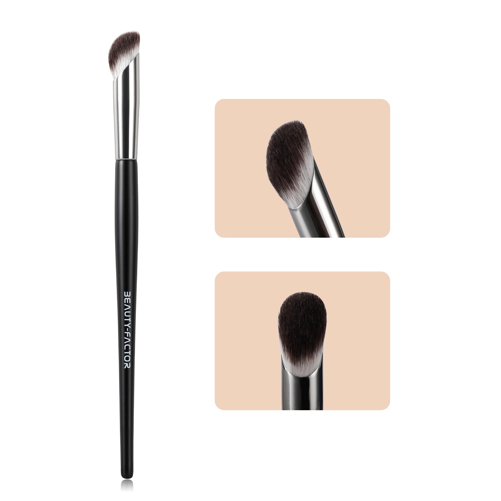 BEAUTYFACTOR Concealer Brush Under Eye, Angled Nose Contour Brush Small Precision Foundation Brushes - Synthetic Bristles for Ey