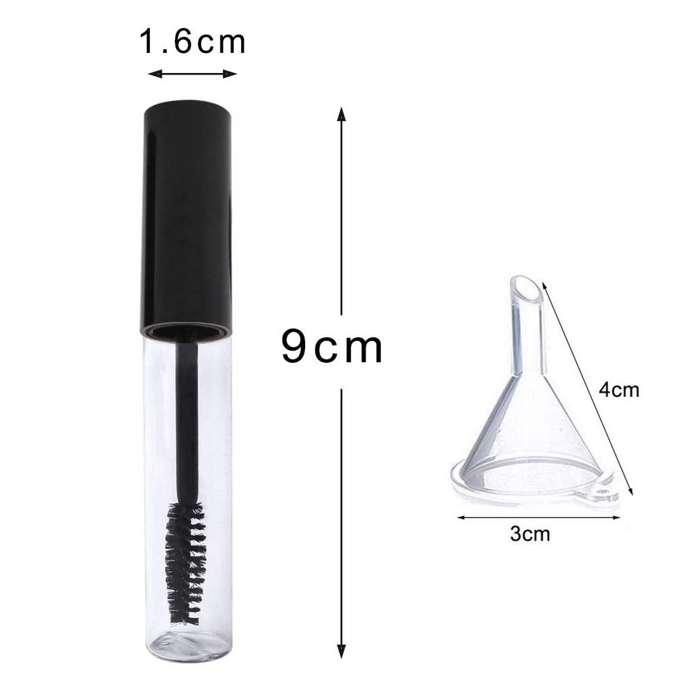 10Ml Empty Mascara Tube, Eyeliner Tube And Lip Gloss Tubes,Black Eyelash Cream Container Bottle With Funnels Transfer Pipettes(3