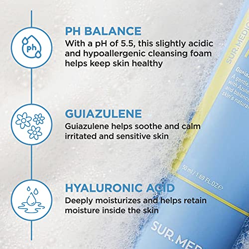 Sur.Medic+ Azulene Soothing Ph Cleanser 5.07 Oz / 150Ml - Hypoallergenic, Sensitive Skin, Smooth, Moisturizer, Centella, Korean