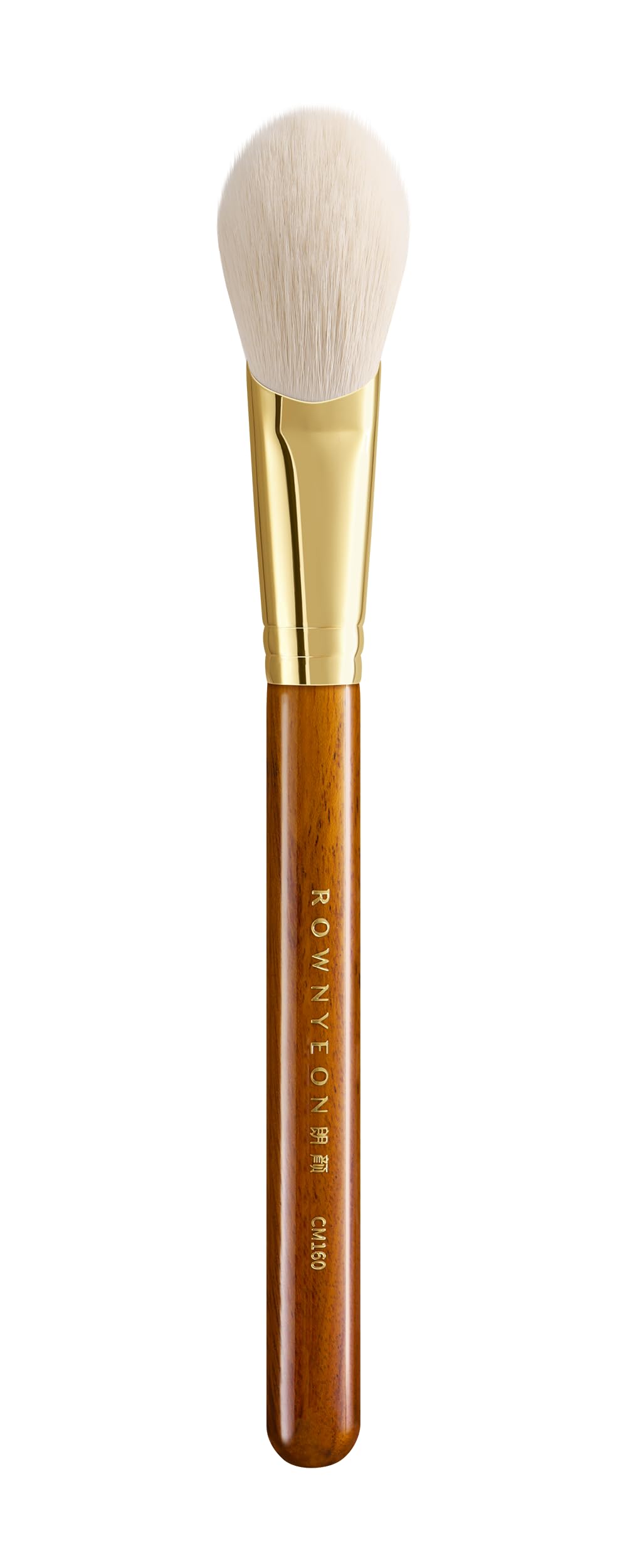 Desert Oak Series CM 160 Angled Blush Brush for Cheeks - Ideal for Powder & Cream Blush, Golden Brass Ferrule, Ebana Bubinga Han