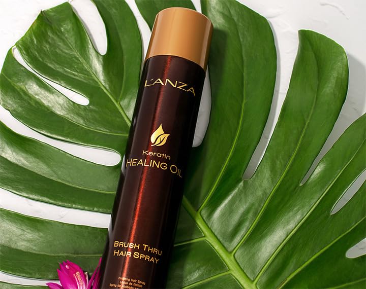 L'Anza Keratin Healing Oil Brush Thru Hair Spray With Medium Hold Effect, For A Shiny Finishing And A Long-Lasting Look, With Tr
