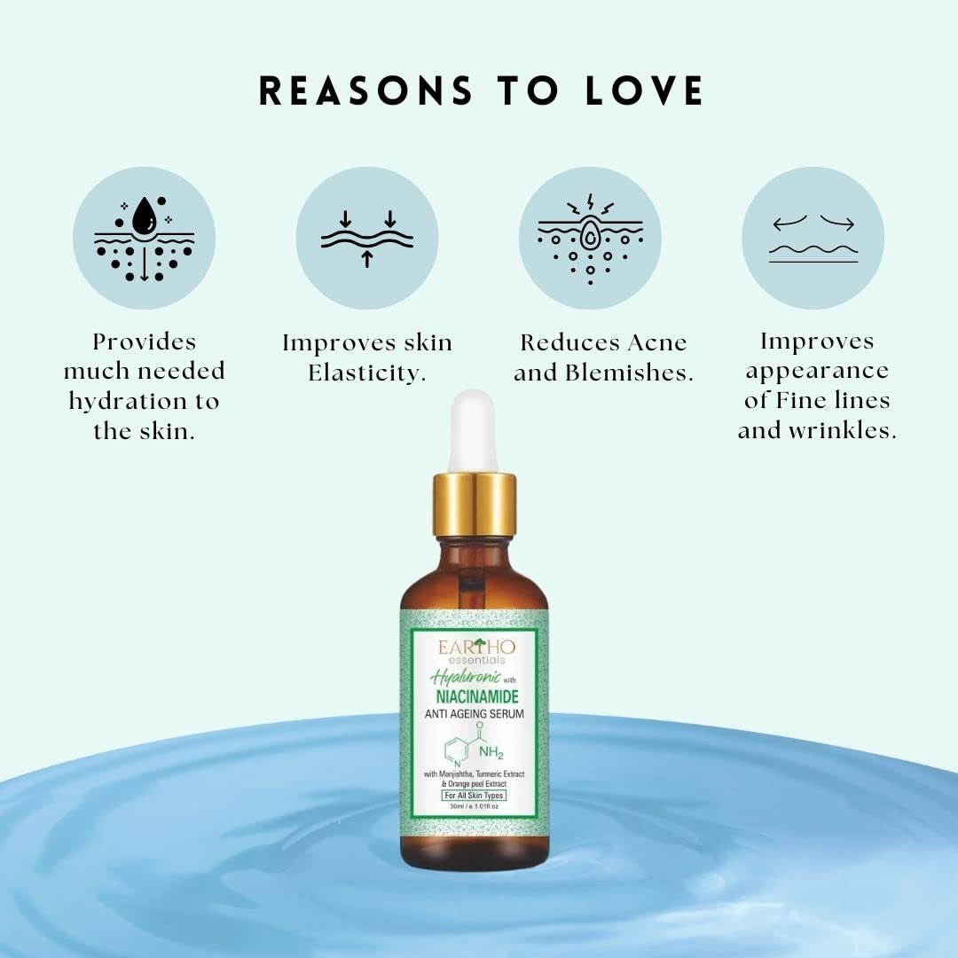 Eartho Essentials Ayurvedic Hyaluronic with Niacinamide Anti Ageing Serum 30 ML