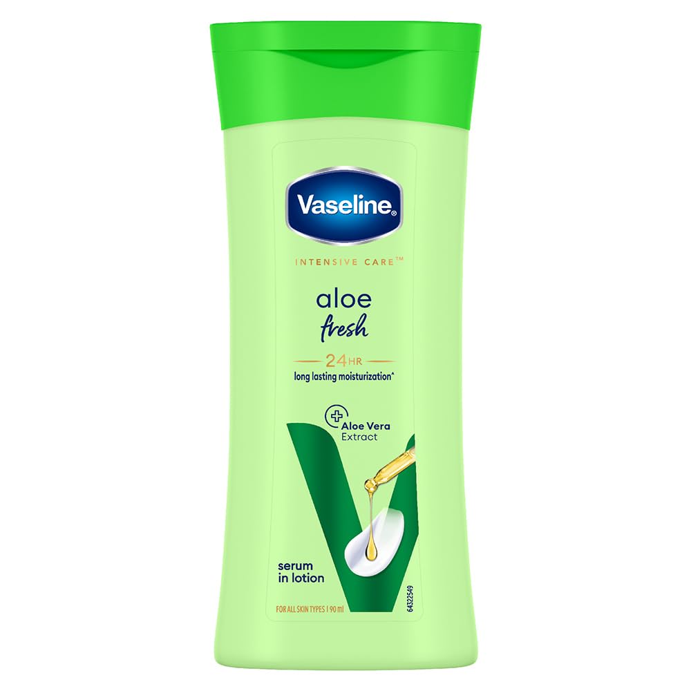 Vaseline Aloe Fresh Body Lotion,24 Hr Long Lasting Moisturisation With Aloe Vera Extract And Menthol 90Ml