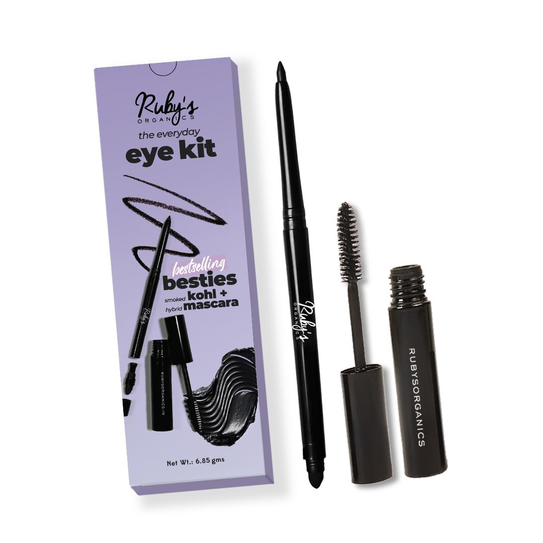 RubyS Organics Kohl And Mascara Beauty Gift Kit For Women- Long-Lasting Intense Pigment, Smudge Proof, Everyday Eye Makeup Kaja