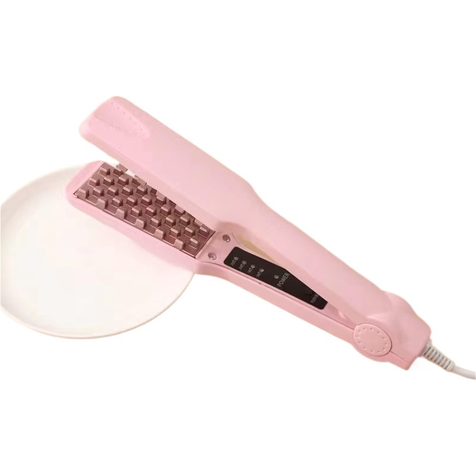 Hair Iron Fluffy Wave Hair Crimper Electric Curling Iron Corn Perm Pad Hair Root Splint Flat Iron Hair Styling Tools(Pink,US)