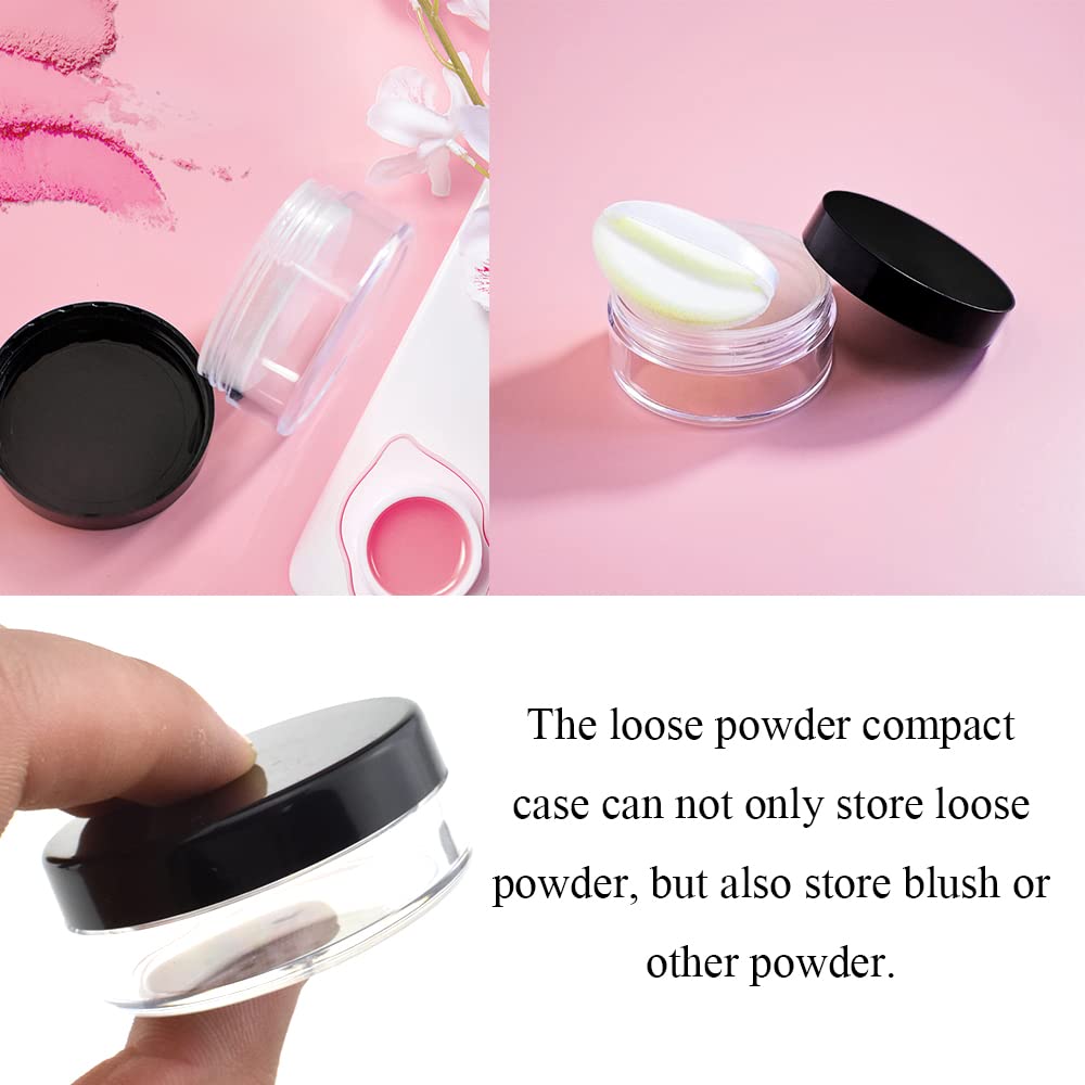 Hahiyo 4Pcs 10Ml/0.34Oz Plastic Empty Travel Powder Container Small Loose Powder Compact Case Makeup Cosmetic Jar Refillable Pow