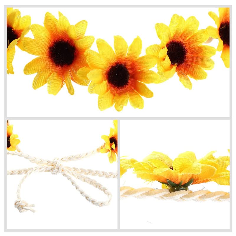10 Pieces Sunflower Hair Clips Floral Hair Clips with 2 Pieces Sunflower Wreath Hippie Headband Sunflower Hairpins for Women Wed