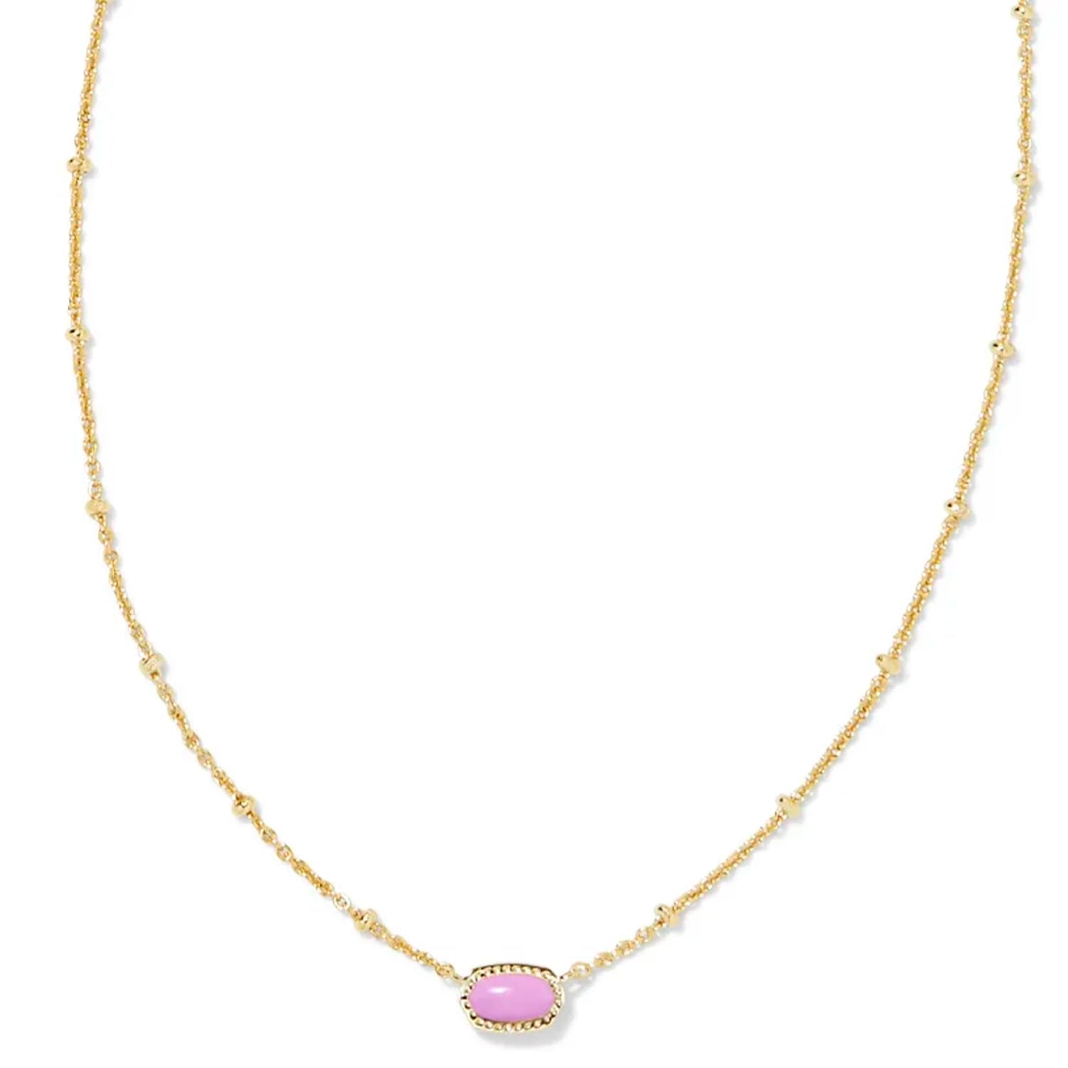 Kendra Scott Mini Elisa 14k Gold-Plated Satellite Short Pendant Necklace in Fuchsia Magnesite, Fashion Jewelry for Women