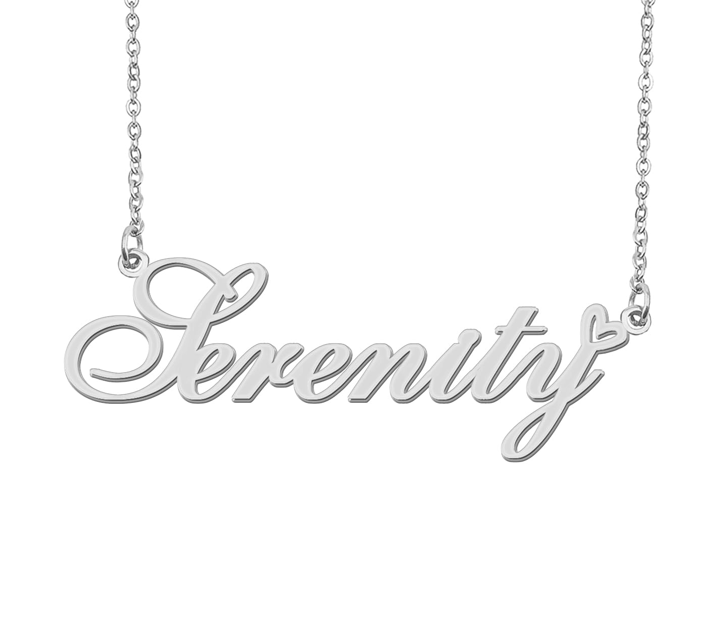 Aoloshow Stainless Steel Silver Serenity Heart Name Necklace Charm Pendant Jewelry for Mom Best Friends
