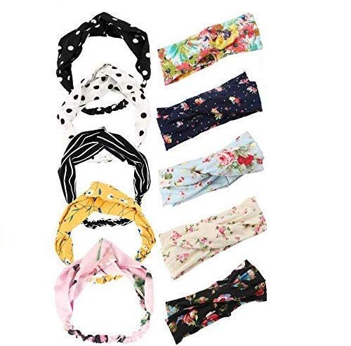 Fameza Cute Floral Print Plastic Knot Fabric Headband For Women (Multicolour)