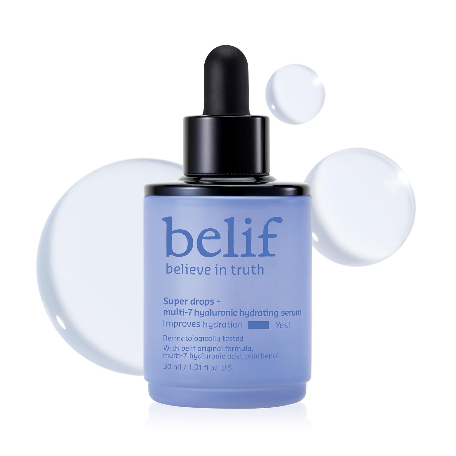 Belif Super Drops Multi-7 Hyaluronic Hydrating Serum - 24-Hr Moisturization, Hyaluronic Acid, Panthenol, Lightweight Daily Essen