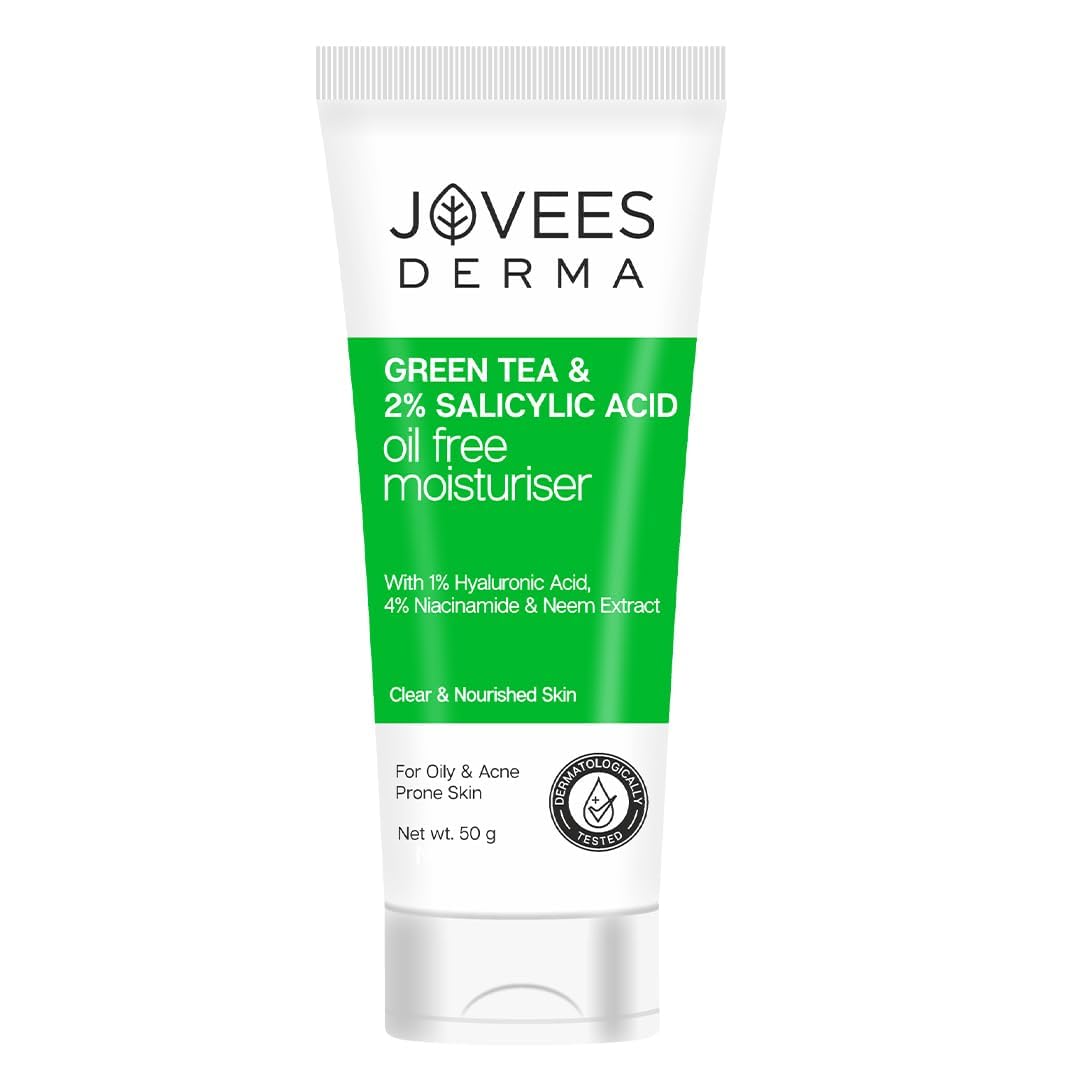 Jovees Derma Green Tea Light Moisturizer | With 1% Hyaluronic & 4% Niacinamide | Fights Pimples & Hydrates | Fades Dark Spots & 