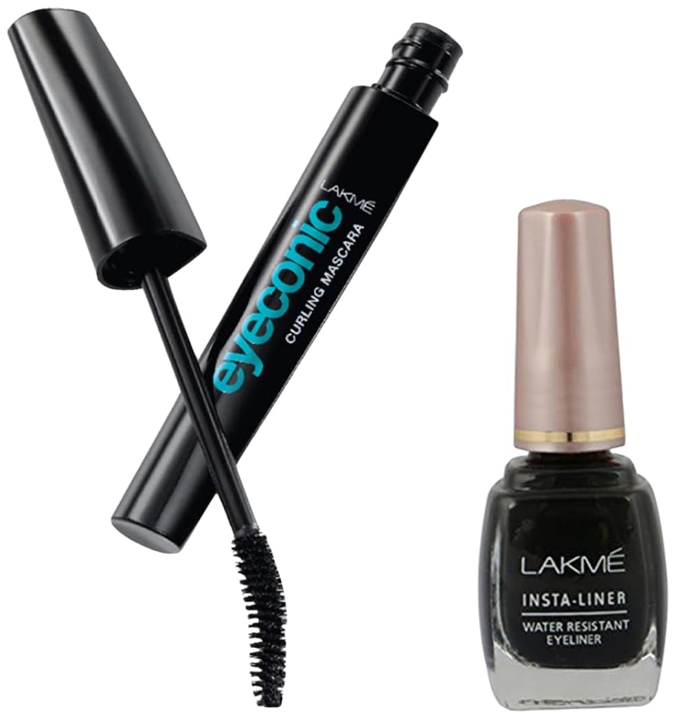 Lakm Insta Eye Liner, Black, 9Ml And Lakm Eyeconic Lash Curling Mascara, Black, 9Ml