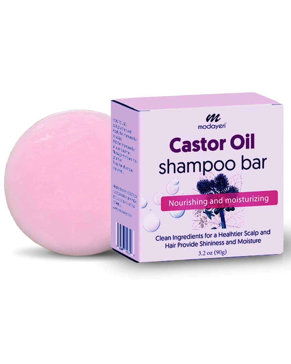 Castor Oil Shampoo Bar - Sulfate-Free, Moisturizing for Dry Hair, All-Natural, Suitable for All Types, Zero-Waste Solution, 3.2 