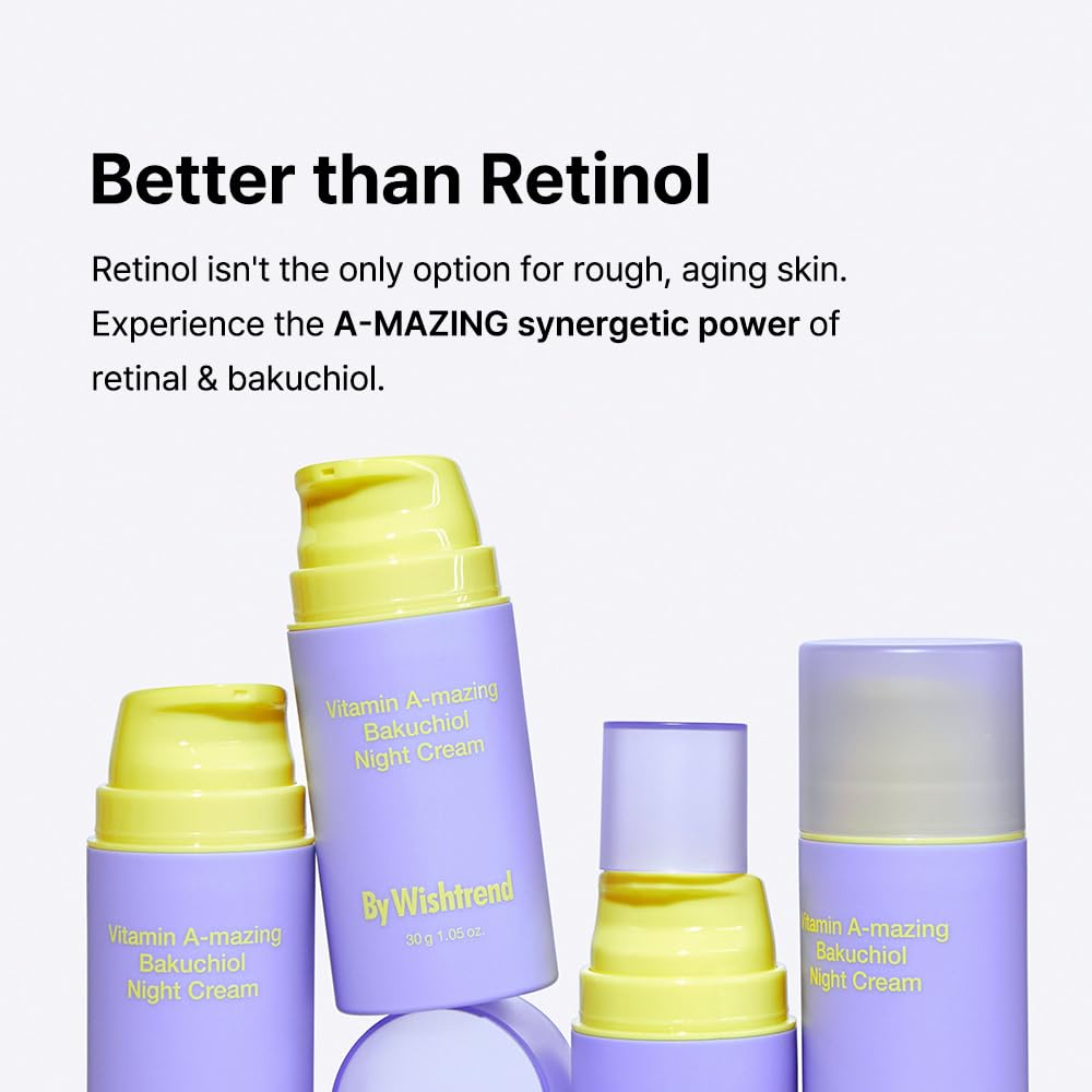 BY WISHTREND] Vitamin A-mazing Bakuchiol Retinal Night Cream, Korean Retinol Alternative, Slow Aging, Skin Smoothing, Pore Refin