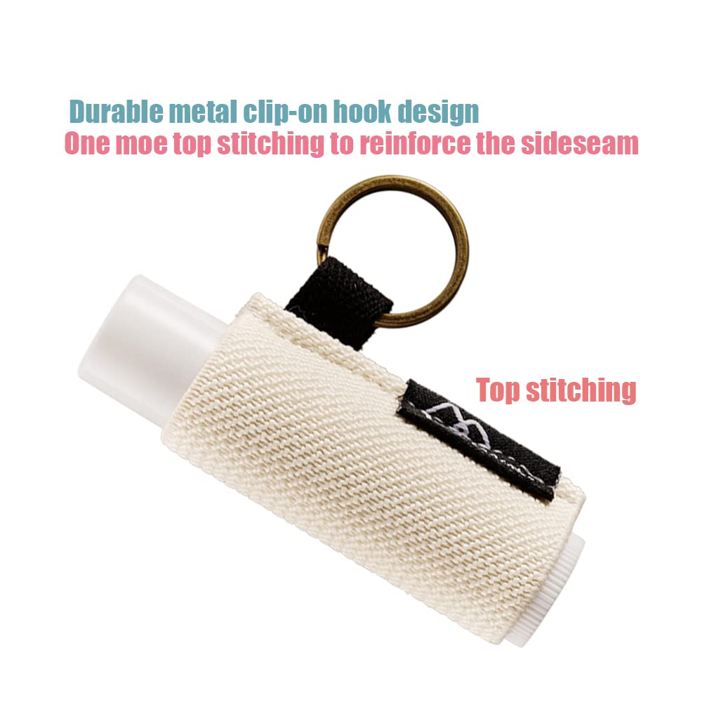 WK IEASON - Lip Balm Holder Keychain clip On Lipstick Sleeve Tight-Knit Elastic Lip Balm Keychain Holder (BlackgreyYellowBlue)