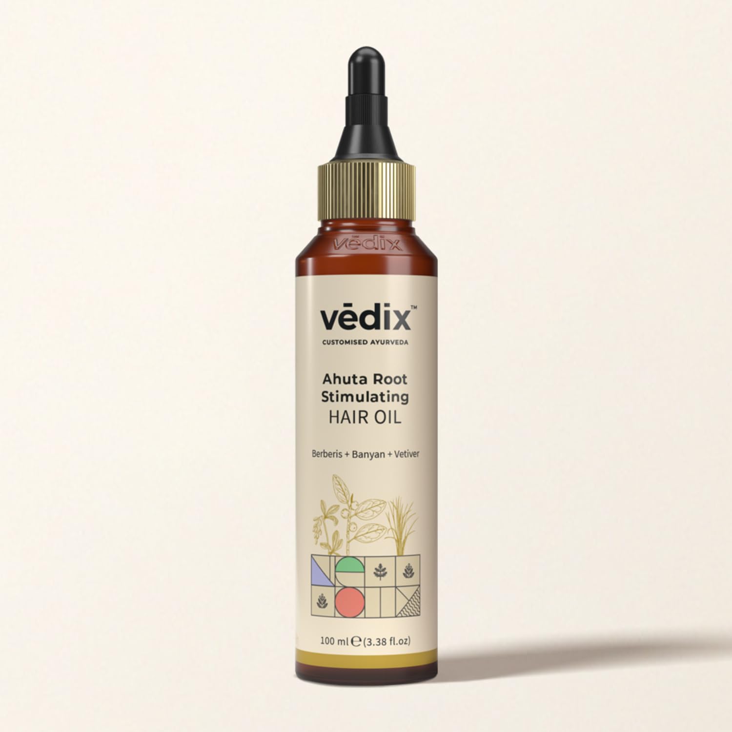 Vedix Ahuta Root Stimulating Ayurvedic Hair Oil | Hair Growth Oil With Berberis + Banyan + Vetiver - Customized Anti Hair Fall C