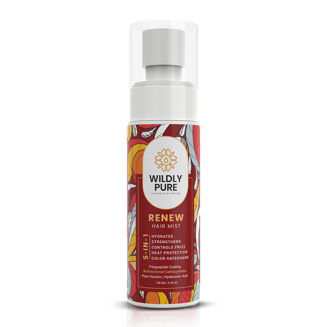 Wildly Pure Renew 5 In 1 Heat Protection Spray Mist With Polypeptides & Hyaluronic Acid | Heat Protection, Uv Protection, Frizz 