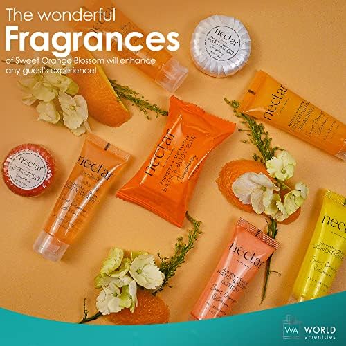 Nectar Bulk 2-In-1 Conditioning Shampoo | 300 Count, 1 Oz | Sweet Orange Blossom, Mini Travel Size Toiletries (100% Recyclable T