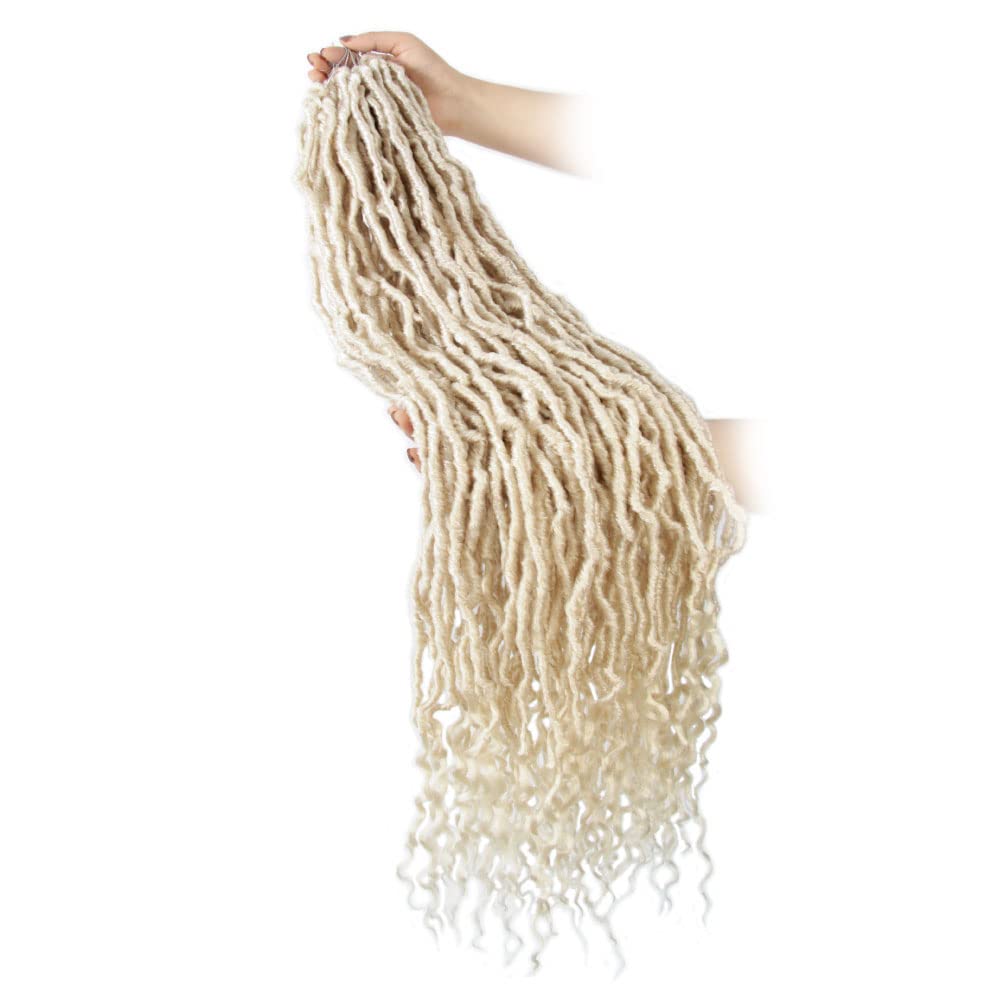 BOHOBABE 24 Inch New Faux Locs With Curly End 6 Packs Soft Locs Crochet Hair 72 Strands Long Natural Crochet Braids (6Packs,613#