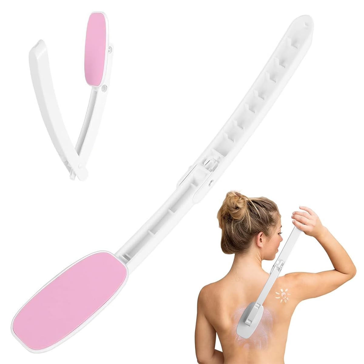 Maycreate Body Lotion Applicator For Back, 13.7 Folding Body Oil Applicator For Full Body, Curved Arm Design, Travel Body Care