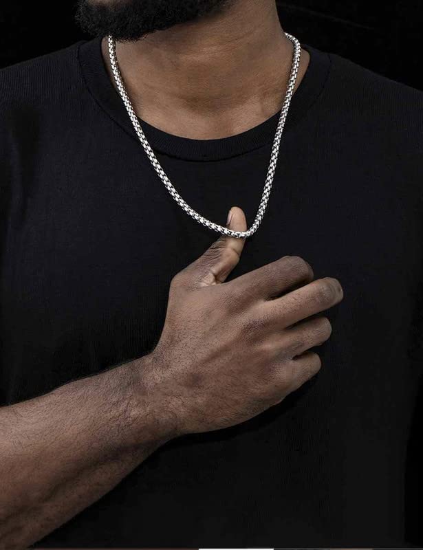 Waitsoul 925 Sterling Silver Box Chain Lobster Clasp 5mm Silver Chain for Women Men Silver Necklace Chain 16-30 Inches (24)