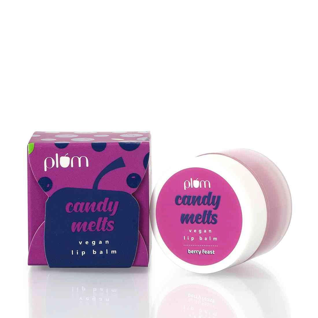 Plum Candy Melts Vegan Lip Balm | Berry Feast | For Dry & Chapped Lips | Natural Spf With Vitamin A | Natural Uv Protection | Ul