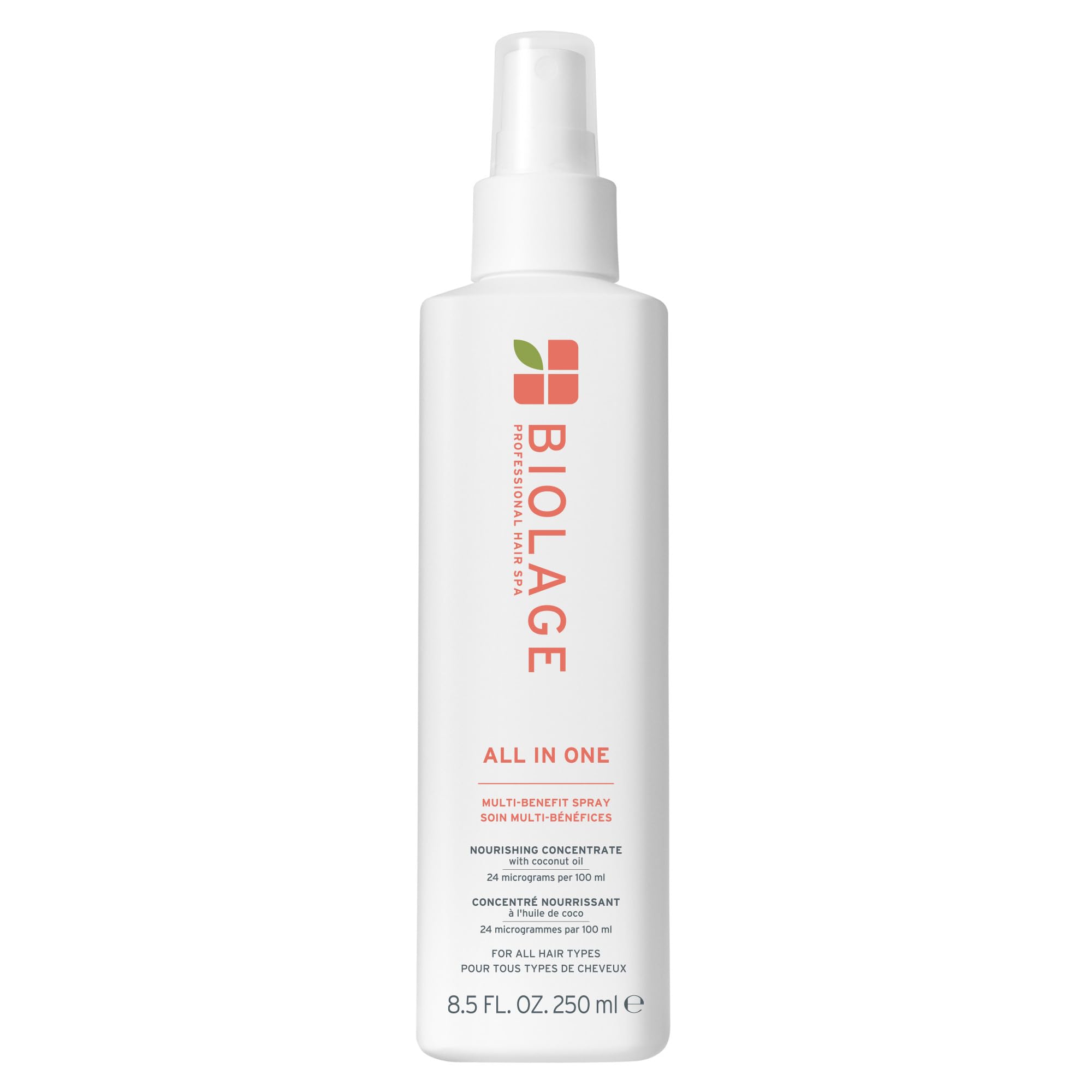 BIOLAGE All-In-One Multi-Benefit Spray - Leave-In Treatment, Heat Protectant, Shine, Frizz Control, For All Hair Types, Coconut 