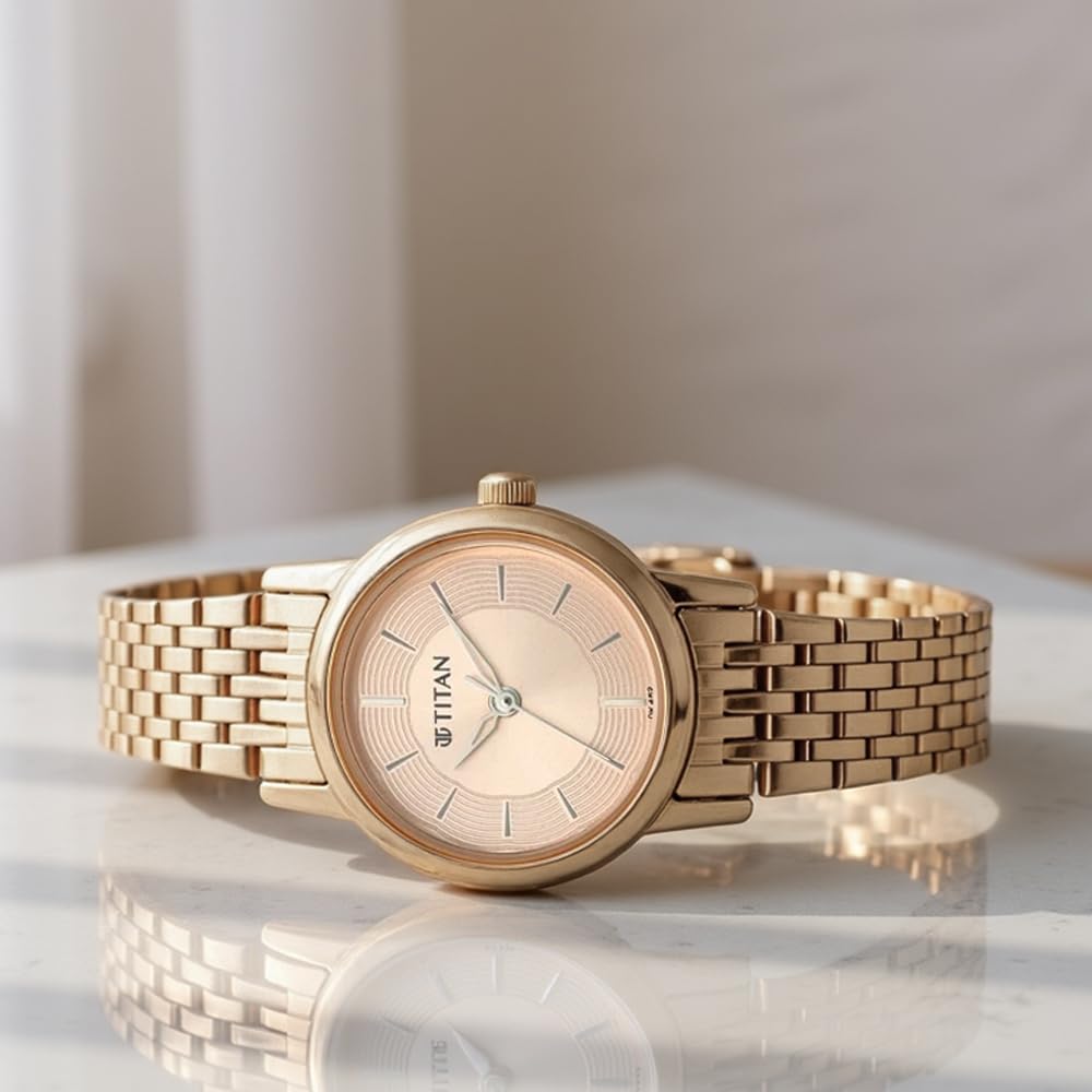 Titan Women Stainless Steel Ladies Karishma 2020-21 Analog Rose Gold Dial Watch-Np2593Wm02/Np2593Wm02, Band Color-Rose Gold