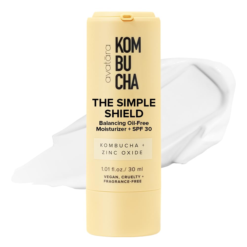 Avatara - Kombucha The Simple Shield Face Sunscreen, Zinc Oxide SPF Moisturizer Face Sunscreen, Face Moisturizer with BHA and Hy