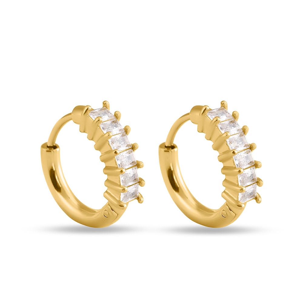 Palmonas Gold Stone Studded Hoop Earrings | Gifts For Girlfriend | Gift For Women & Girls