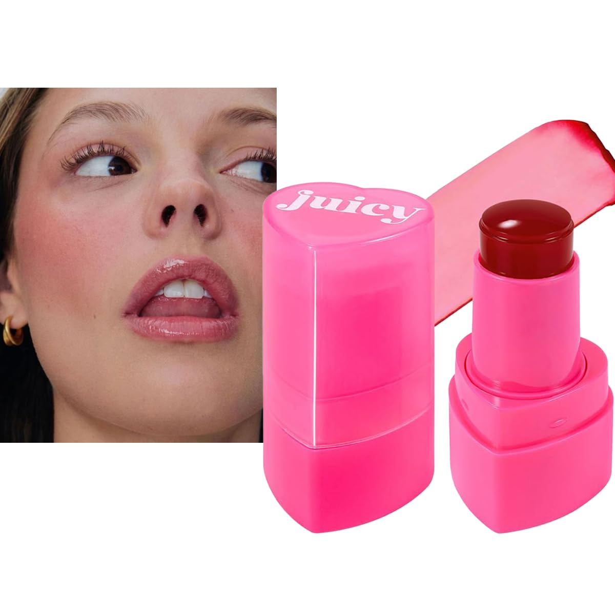 YJXFCBQIC MultiUse Cooling Water Jelly Blush, Juicy Love Blush, 3In1 Cheek Tint & Eyeshadow & Lip Tinted, LongLasting Moistu