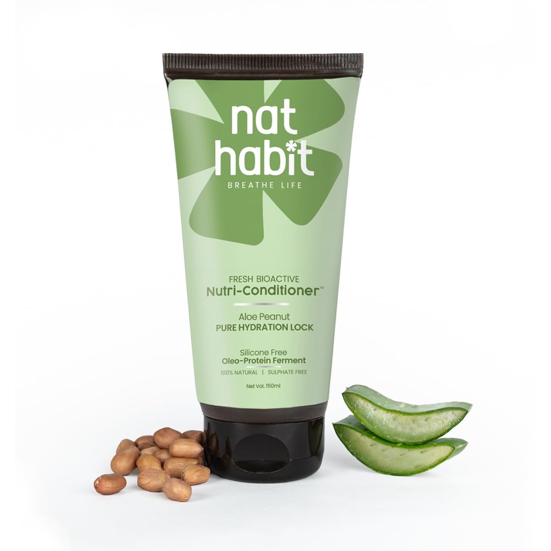 Nat Habit Aloe Peanut Nutri-Conditioner, Bio Activated For Dry & Frizzy Hair | Natural Conditioner For Women & Men, Daily Soft H