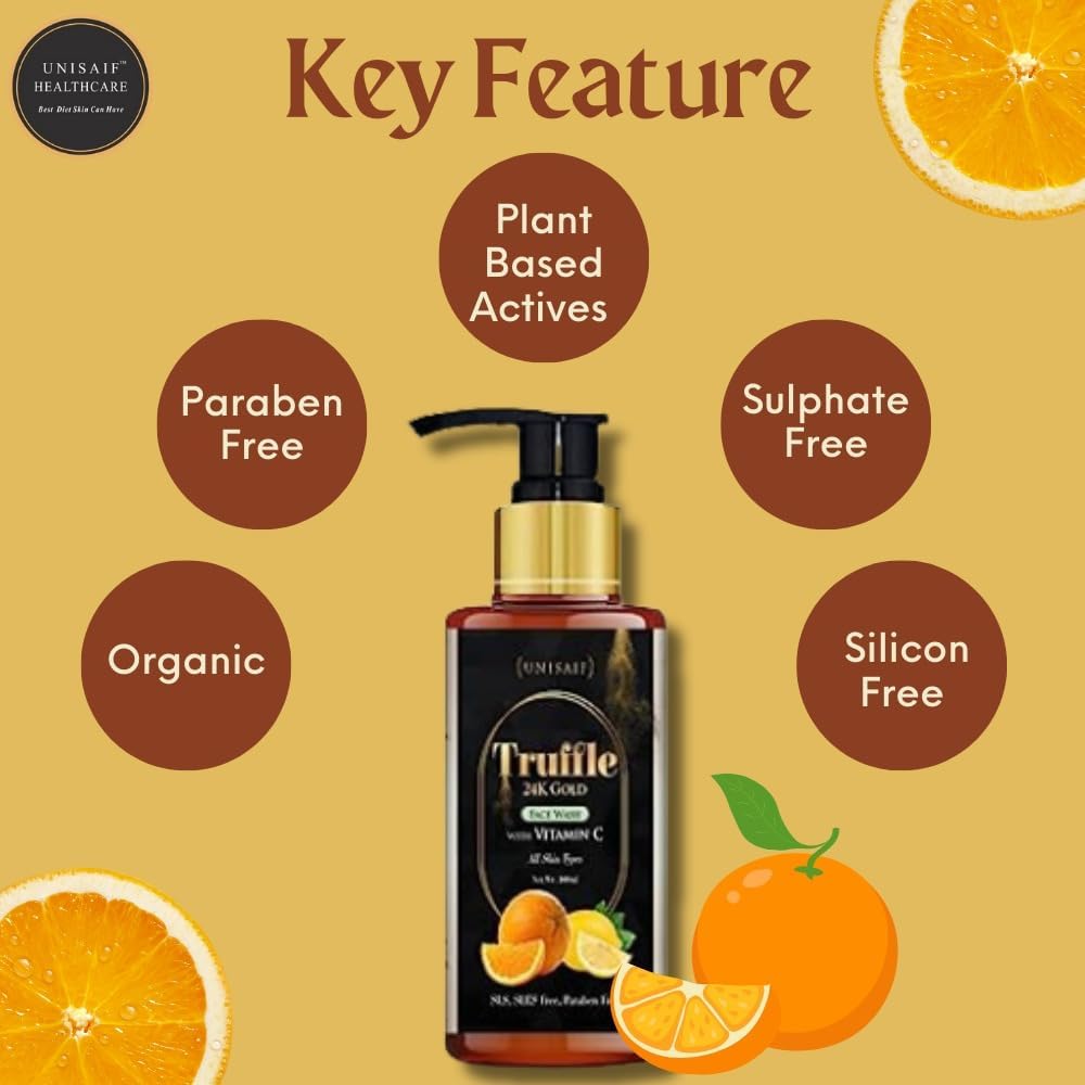 Unisaif Truffle Vitamin C Face Wash - Deep Cleansing Hydrating and Exfoliating Face Wash Revitalize and Brighten Your Skin with