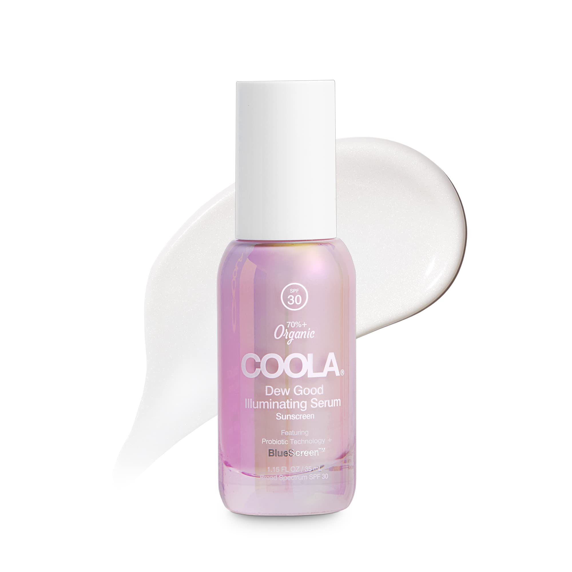 Coola Organic Dew Good Illuminating Probiotic Serum With Spf 30, Dermatologist Tested Sunscreen With Plant-Derived Bluescreen Di